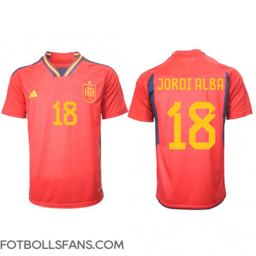 Spanien Jordi Alba #18 Replika Hemmatröja VM 2022 Kortärmad